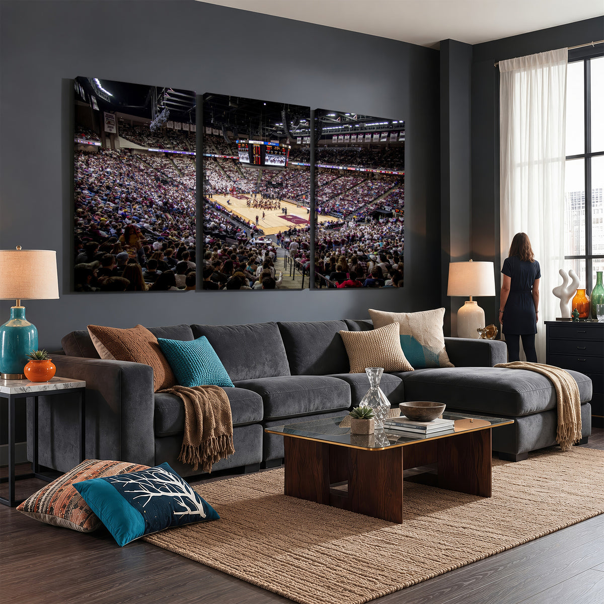 76876-MGV-CV-36X24 - University of Nebraska Cornhuskers Basketball Team Print - Lincoln Red Arena Wall Art Canvas Print