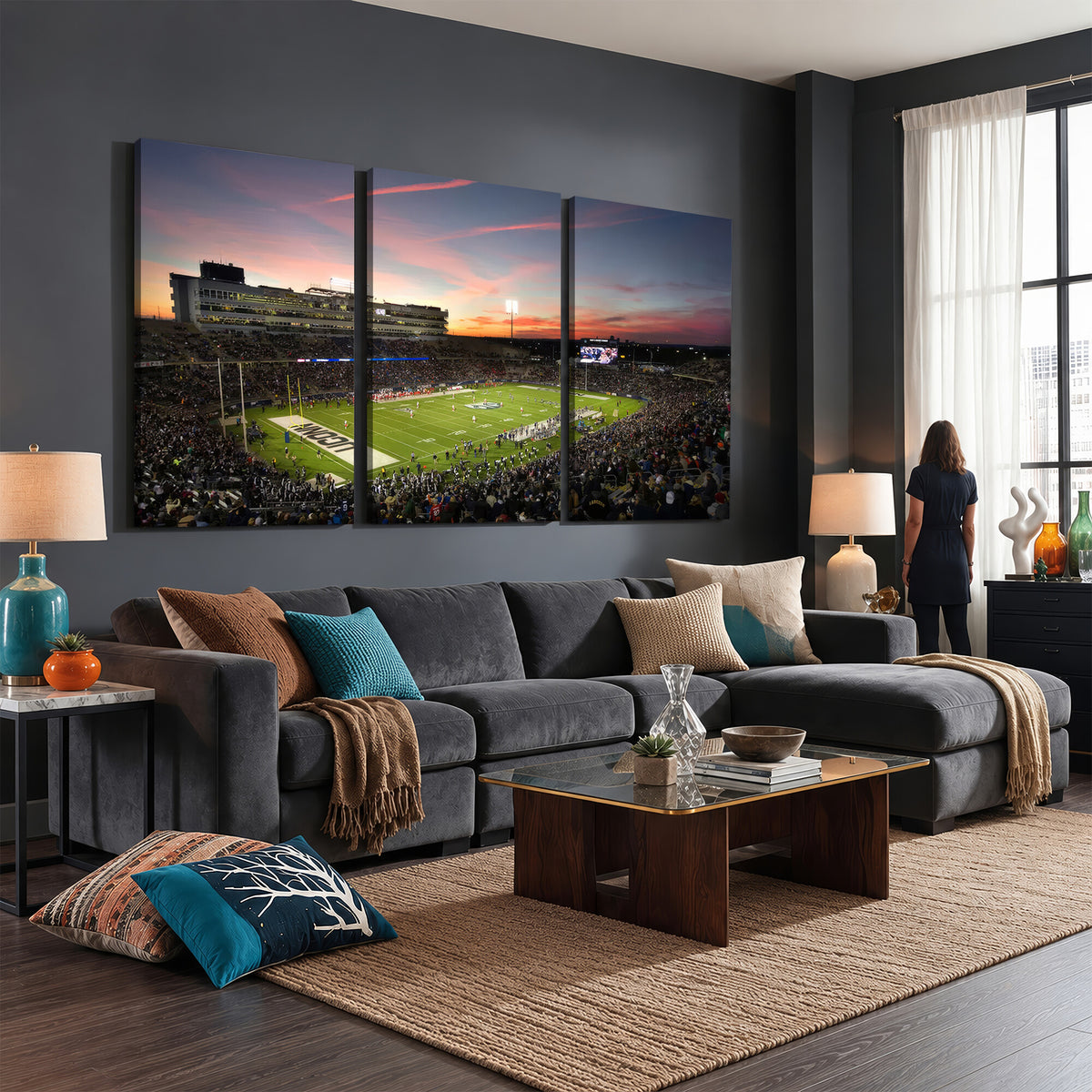64416-MGV-CV-36X24 - The University of Connecticut UCONN Huskies Football Team Print, Framed and Ready to Hang