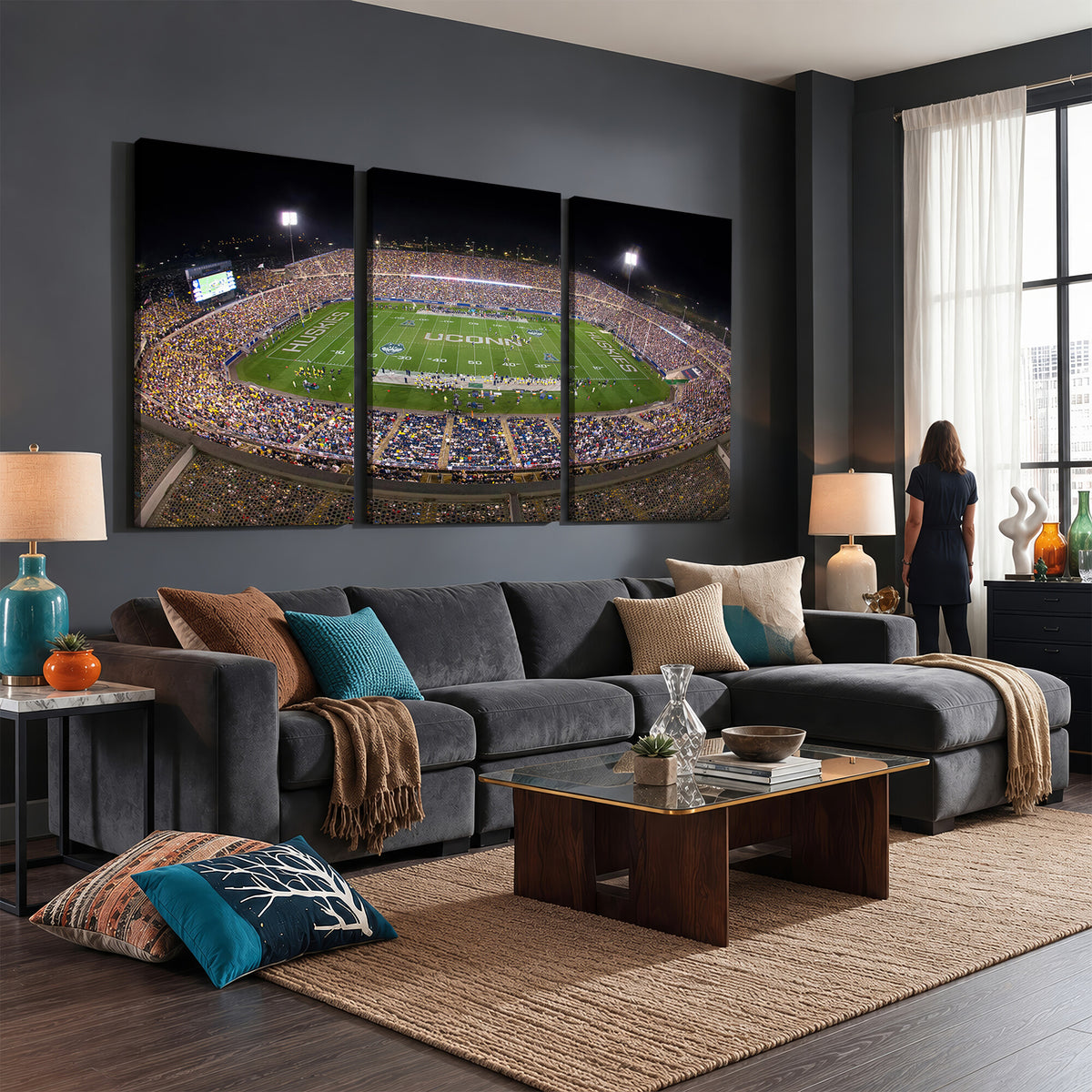 52855-MGV-CV-36X24 - The University of Connecticut UCONN Huskies Football Team Print, East Hartford