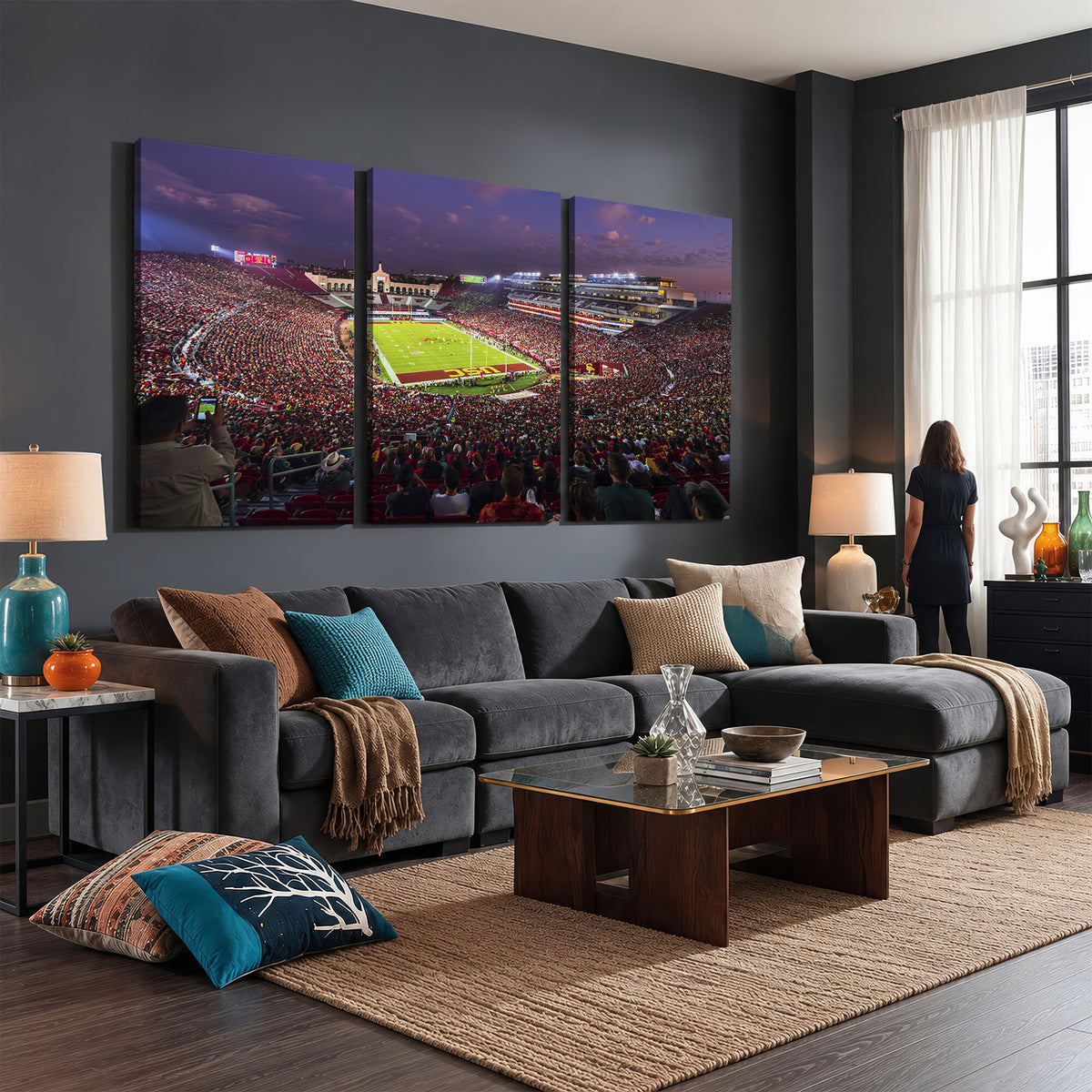 73373-MGV-CV-36X24 - The University of Southern California USC Trojans Football Team Print, Extra Large Game Room Wall Decor