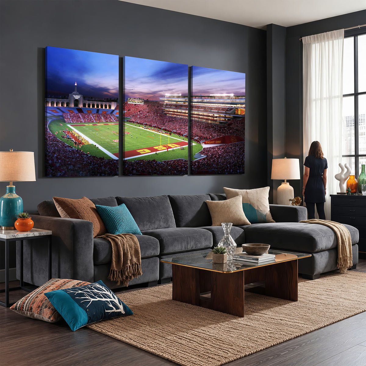 71879-MGV-CV-36X24 - The University of Southern California USC Trojans Football Team Print, Framed and Ready to Hang