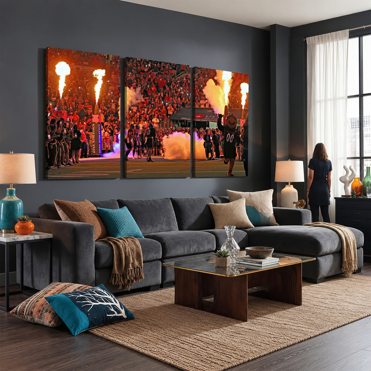 98664-MGV-CV-36X24 - The University of Texas at San Antonio Roadrunners Football Team Print, Extra Large Game Room Wall Decor