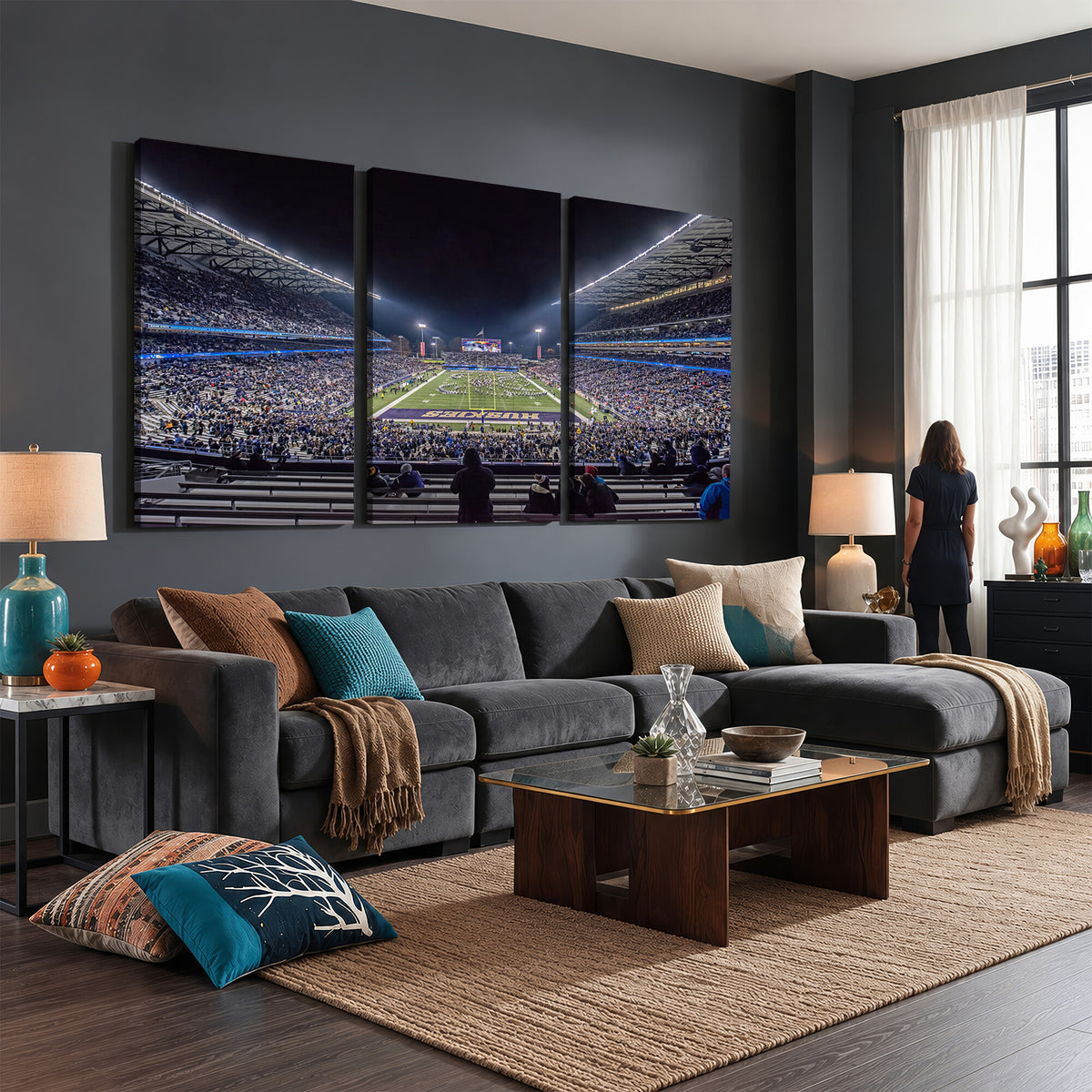 85780-MGV-CV-36X24 - The University of Washington Huskies Football Team Print, Extra Large Game Room Wall Decor