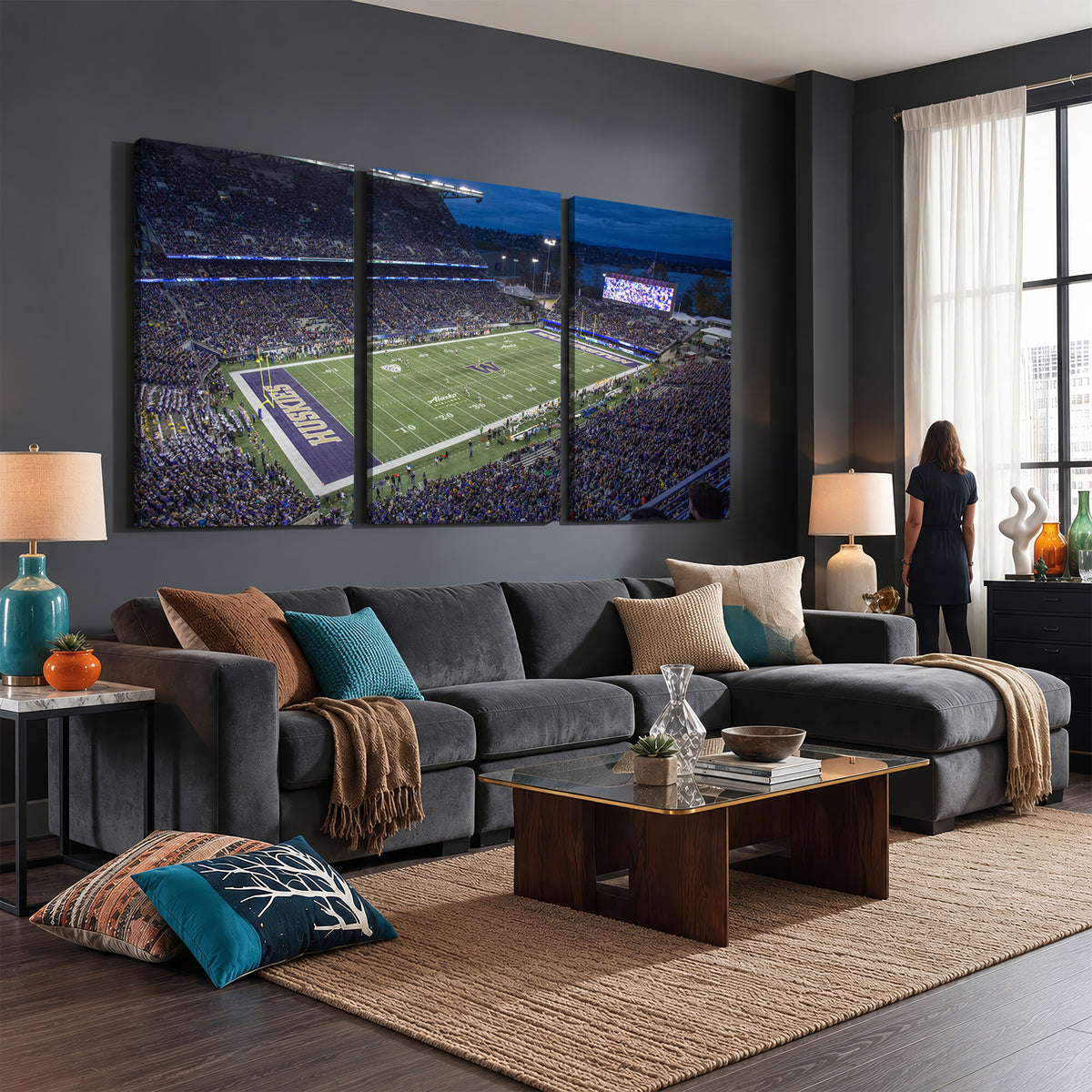84780-MGV-CV-36X24 - The University of Washington Huskies Football Team Print, Framed and Ready to Hang