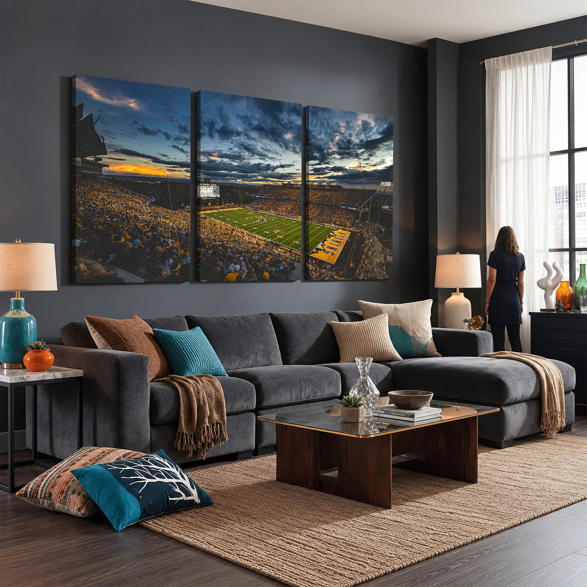 61020-MGV-CV-36X24 - University of Wyoming Cowboys Football Team Print, Laramie, Framed and Ready to Hang