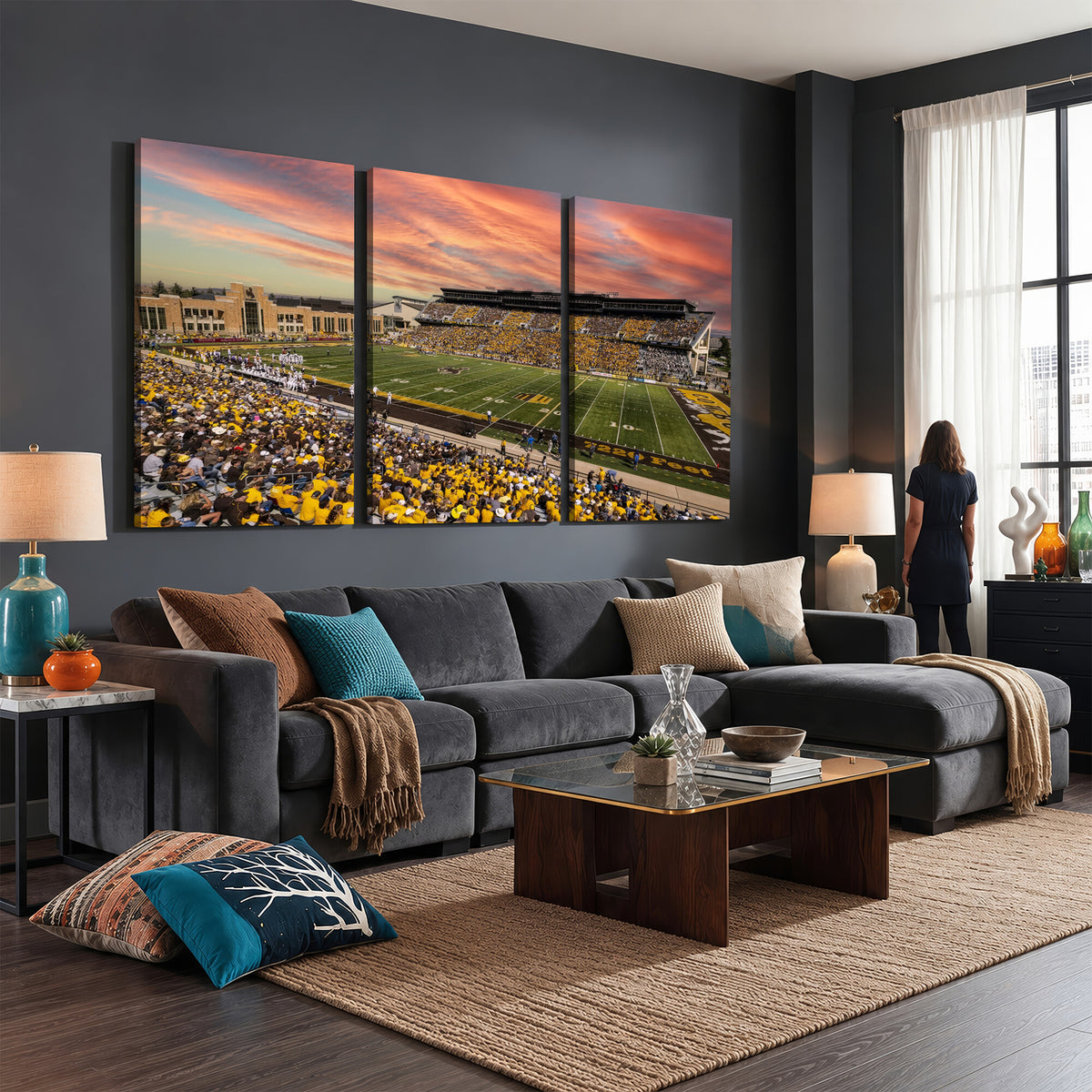 90508-MGV-CV-36X24 - University of Wyoming Cowboys Football Team Print, Laramie, Extra Large Game Room Wall Decor