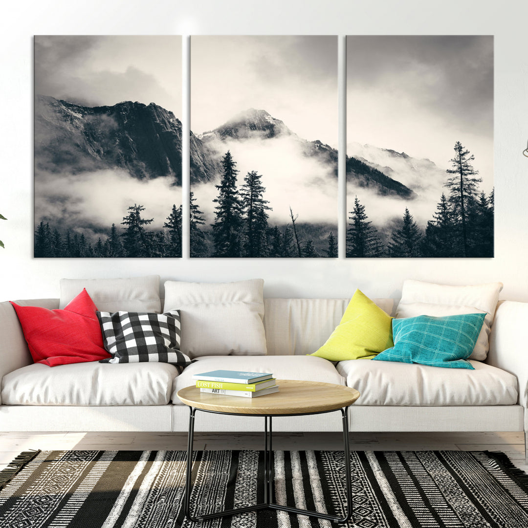 Montagnes Toile Foggy Forest Wall Art Mountain Banff Nal Park Print