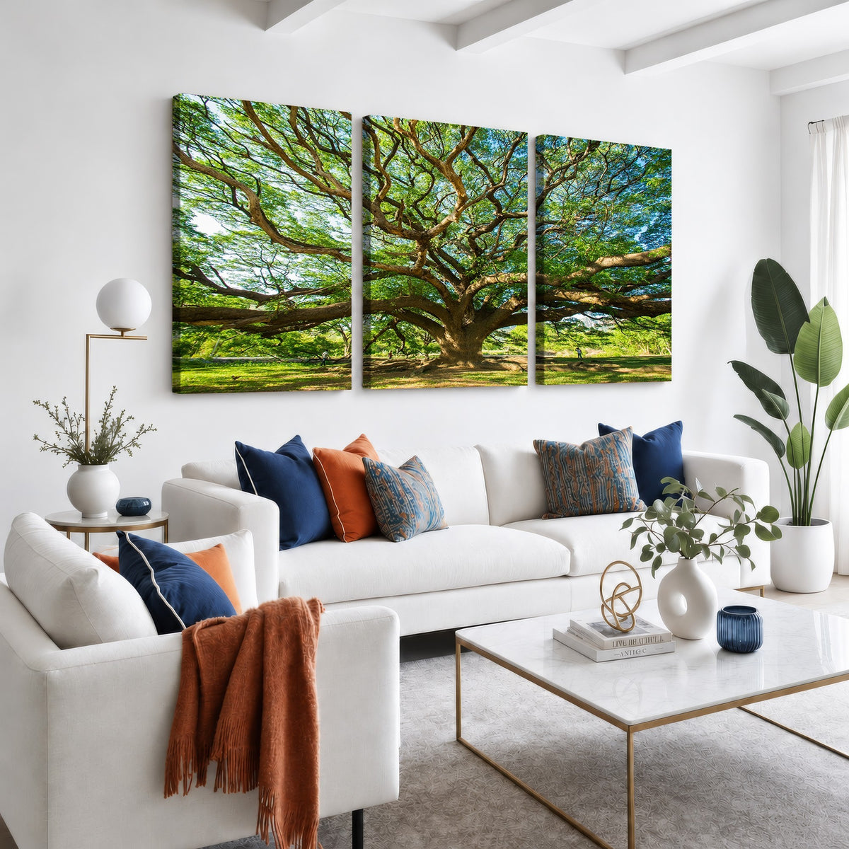 70569-MGV-CV-24X16 - Majestic Oak Tree Wall Art | Serene Nature Canvas Print with Spreading Branches