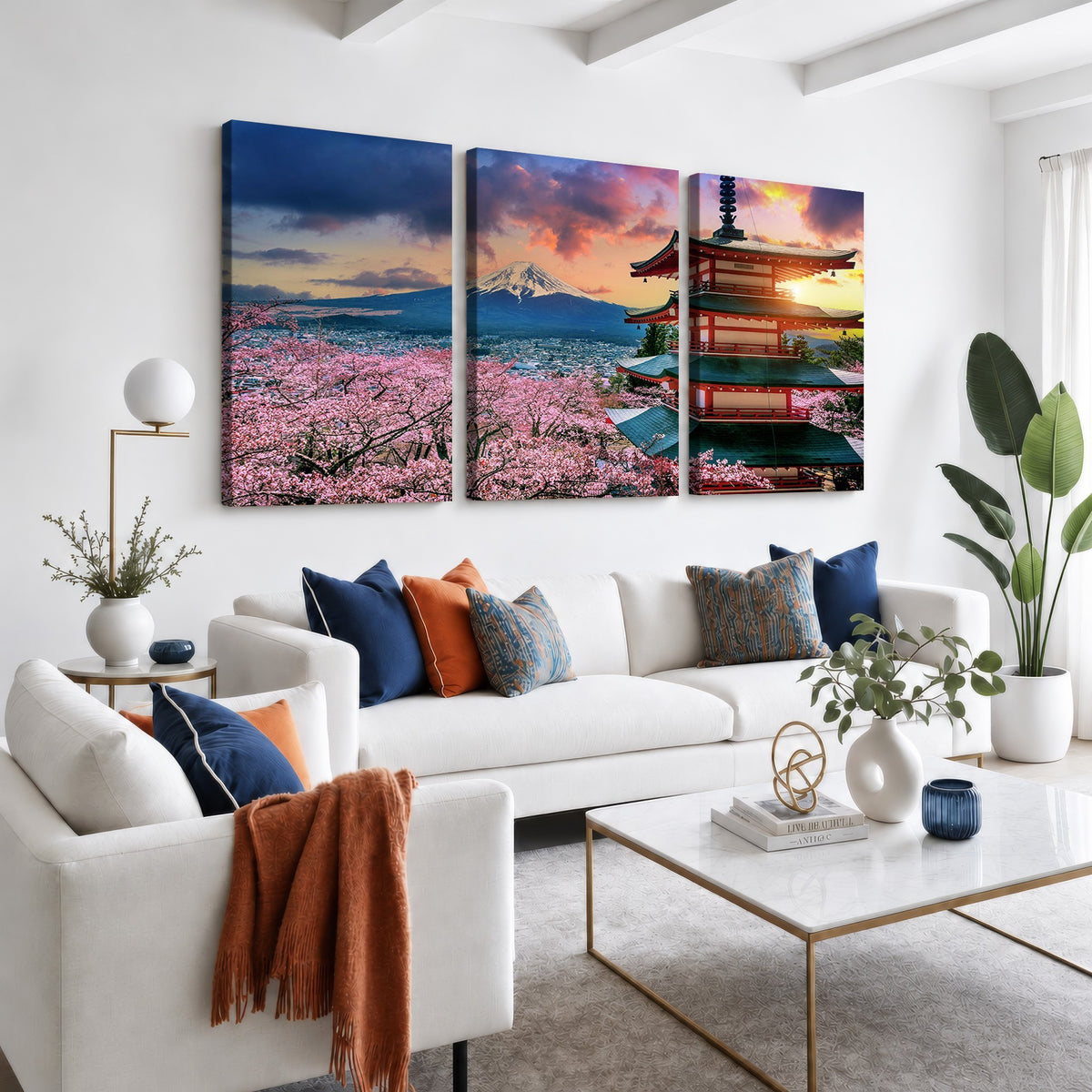 95987-MGV-CV-24X16 - Cherry Blossoms Canvas Print, Chureito Pagoda and Mount Fuji Wall Art