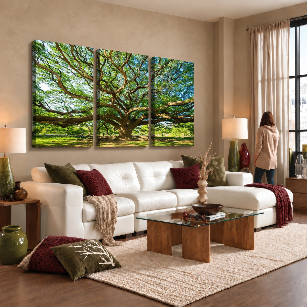 70569-MGV-CV-24X16 - Majestic Oak Tree Wall Art | Serene Nature Canvas Print with Spreading Branches