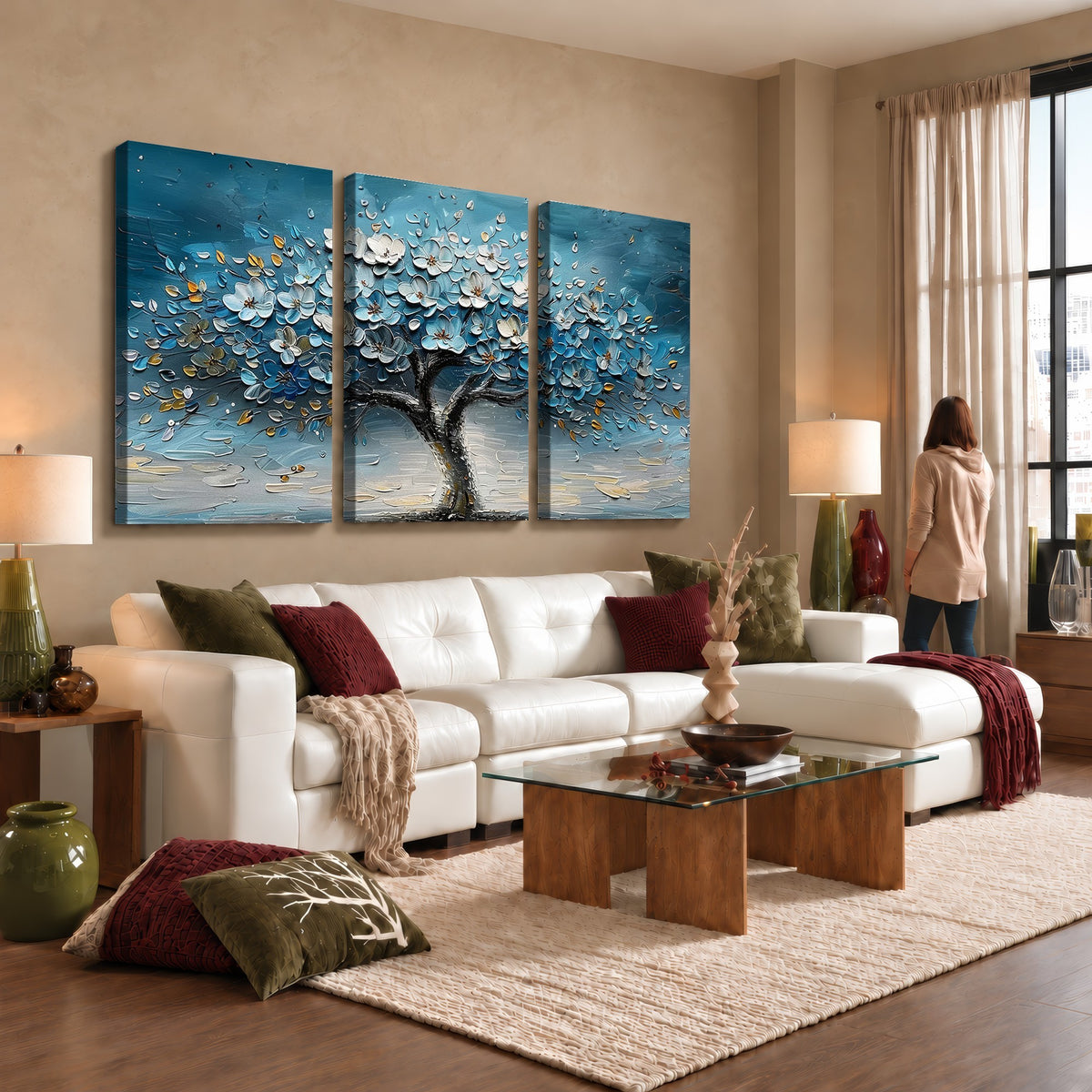 24109-_Poster-30x20 - Abstract Blooming Tree Wall Art Canvas Print, Floral Modern Home Decor