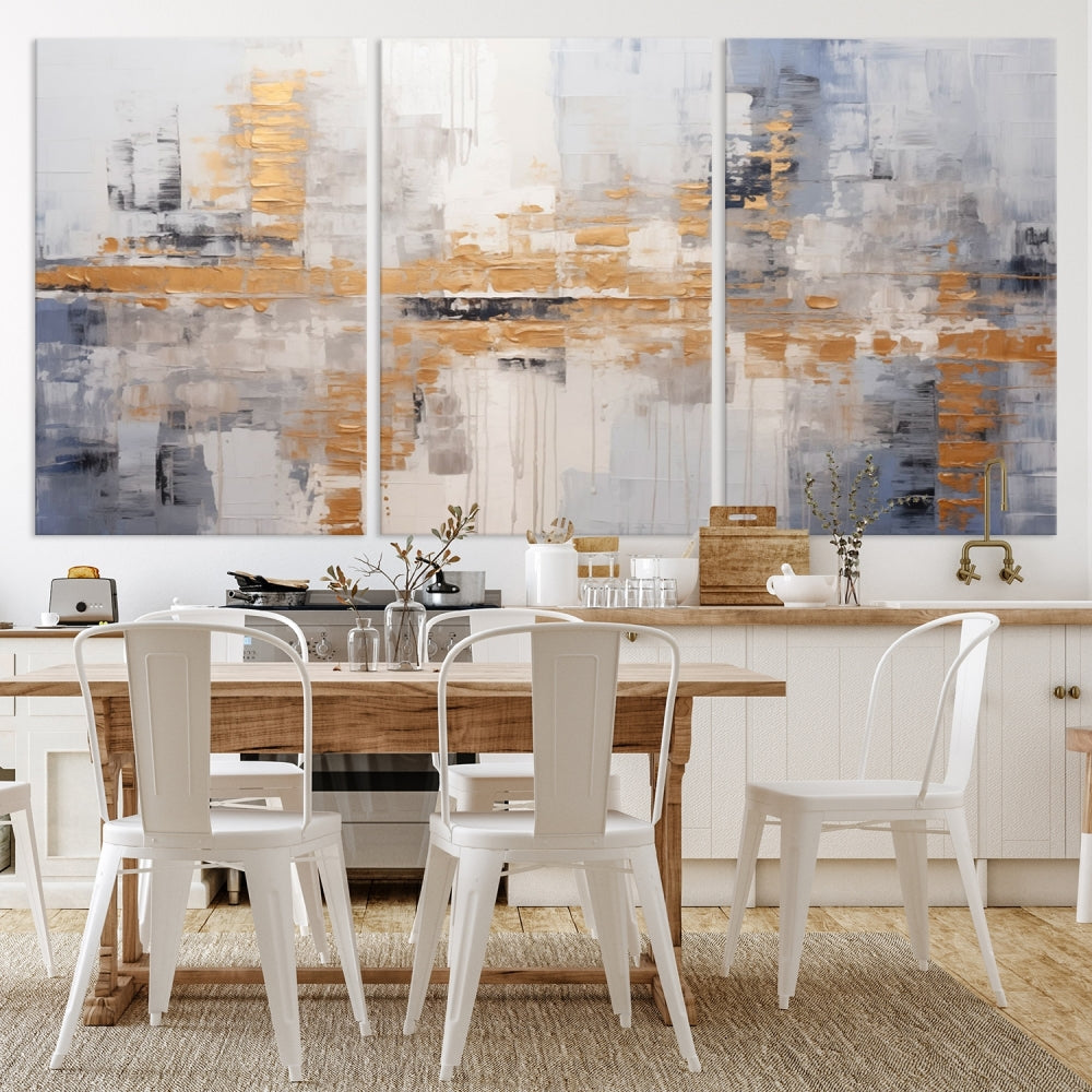 The Beige Modern Large Abstract Wall Art Canvas Print in neutral tones features a UV-protective coating for enduring elegance.