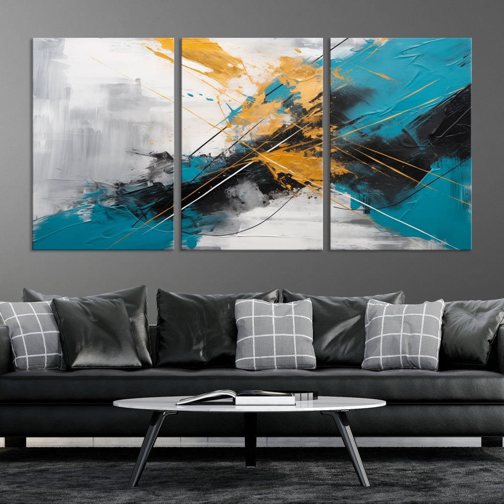 Turquoise Orange Abstract Wall Art Canvas Print