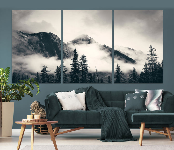 Montagnes Toile Foggy Forest Wall Art Mountain Banff Nal Park Print