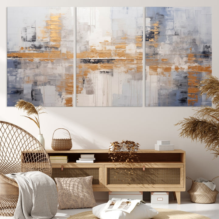 The Beige Modern Large Abstract Wall Art Canvas Print in neutral tones features a UV-protective coating for enduring elegance.