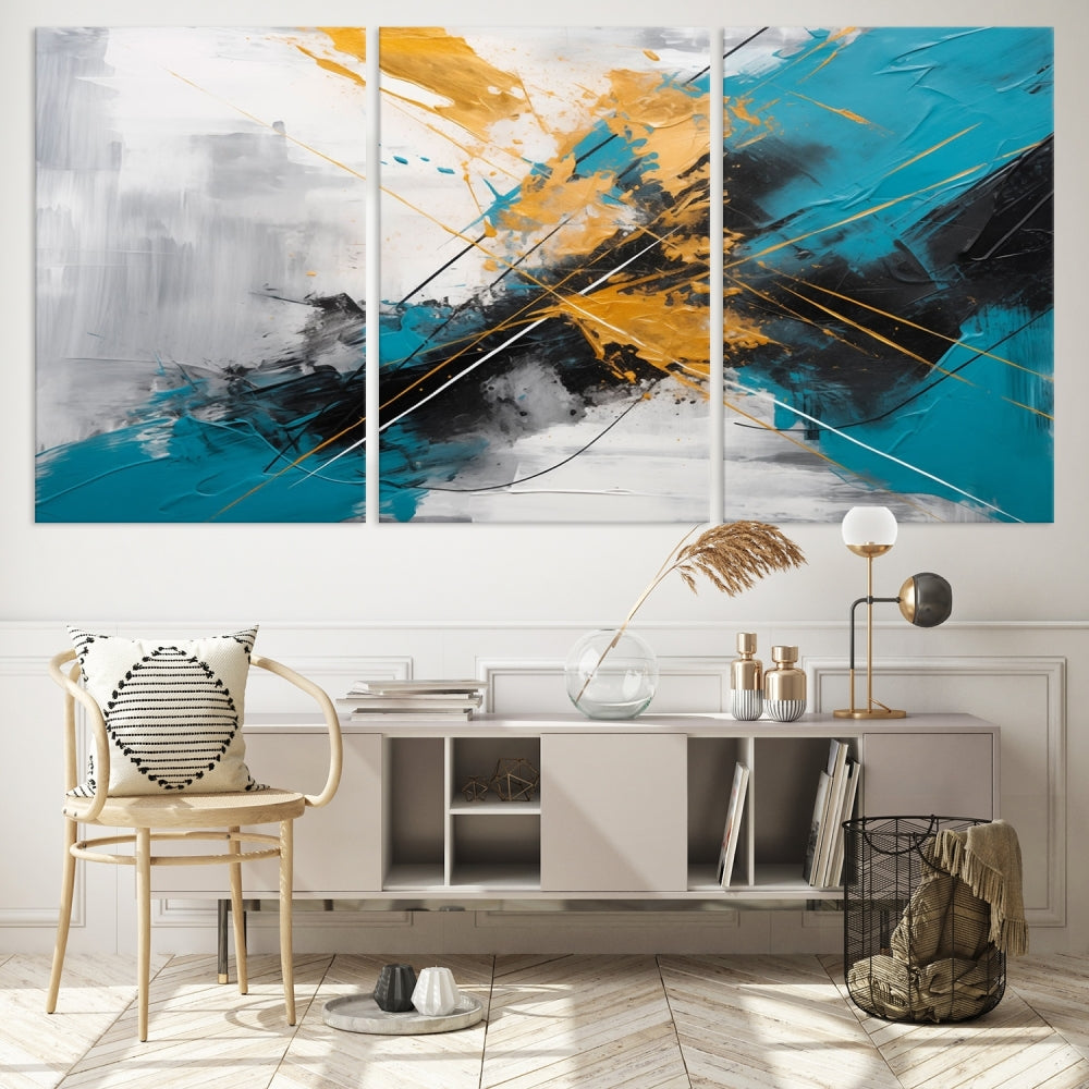 Turquoise Orange Abstract Wall Art Canvas Print