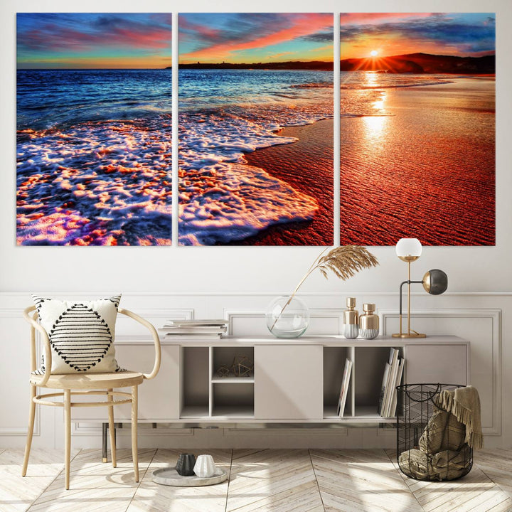 Hawaii Beach and Sunset Wall Art Canvas Print