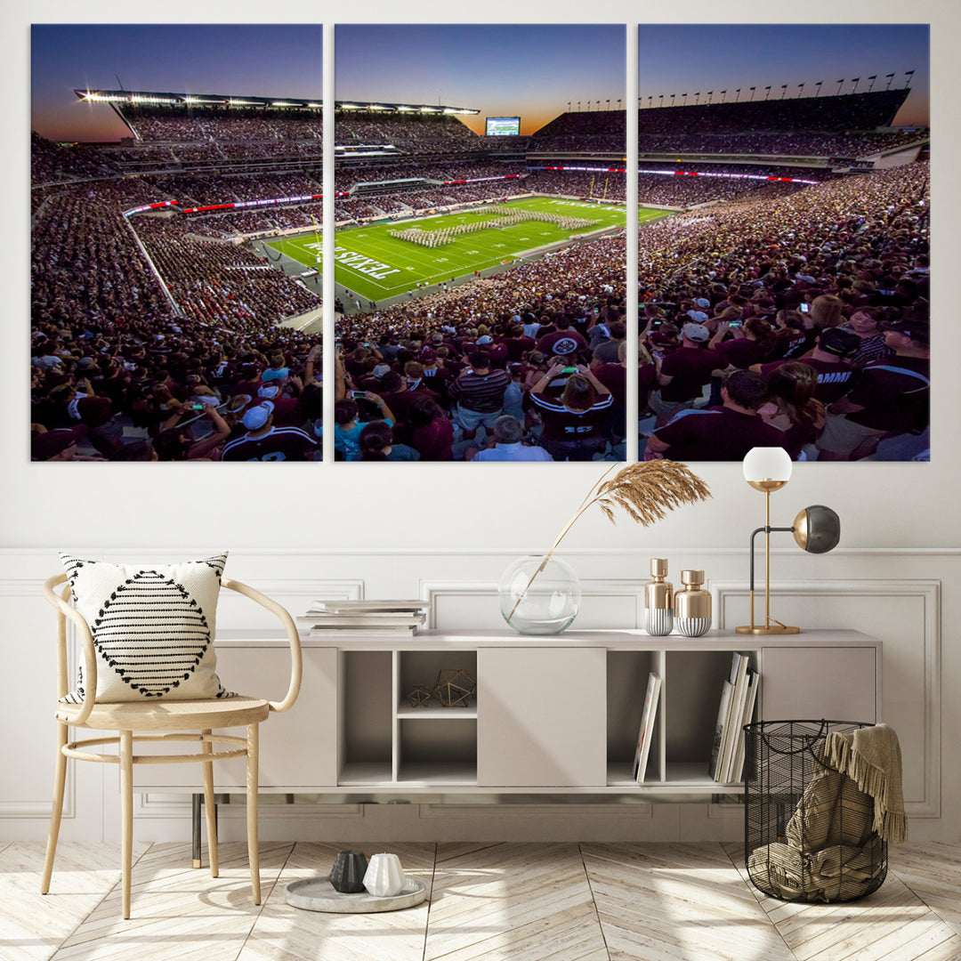 Texas A&M University Aggies Football Team Print - College Station Kyle Field Stadium Wall Art Canvas Print