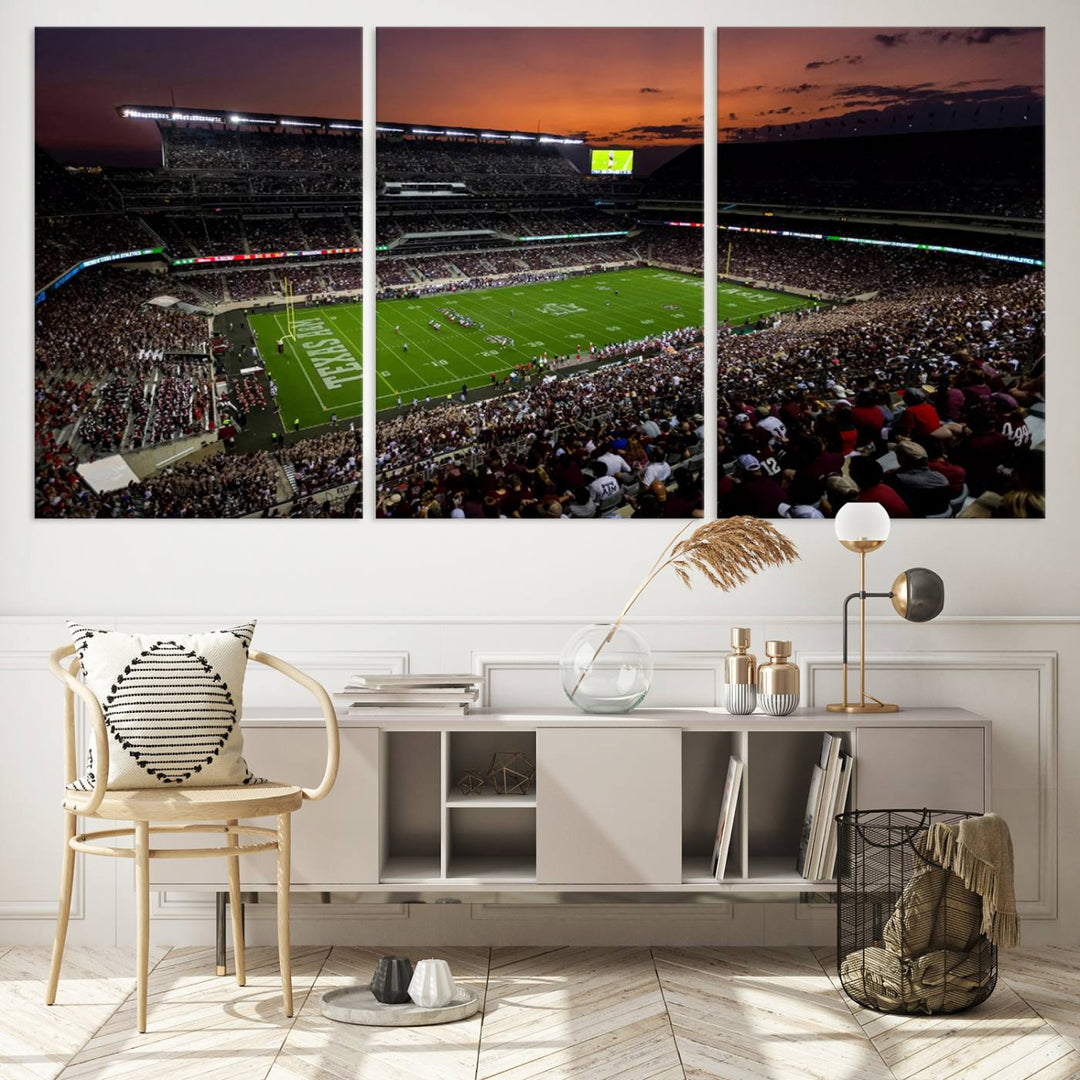 Texas A&M University Aggies Football Team Print - College Station Kyle Field Stadium Wall Art Canvas Print