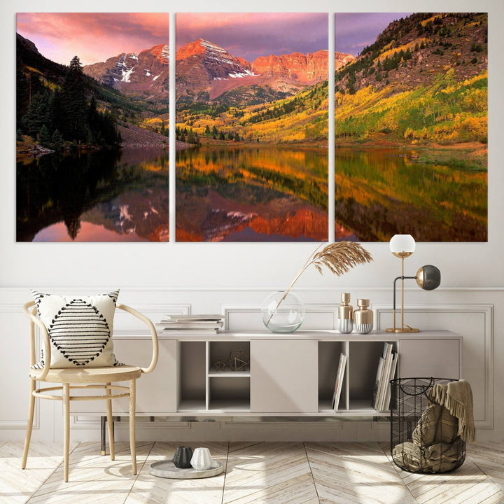 Colorado Rockies Mountain Sunset Wall Art | Ready to Hang and Framed | Scenic Nature Landscape Canvas Print