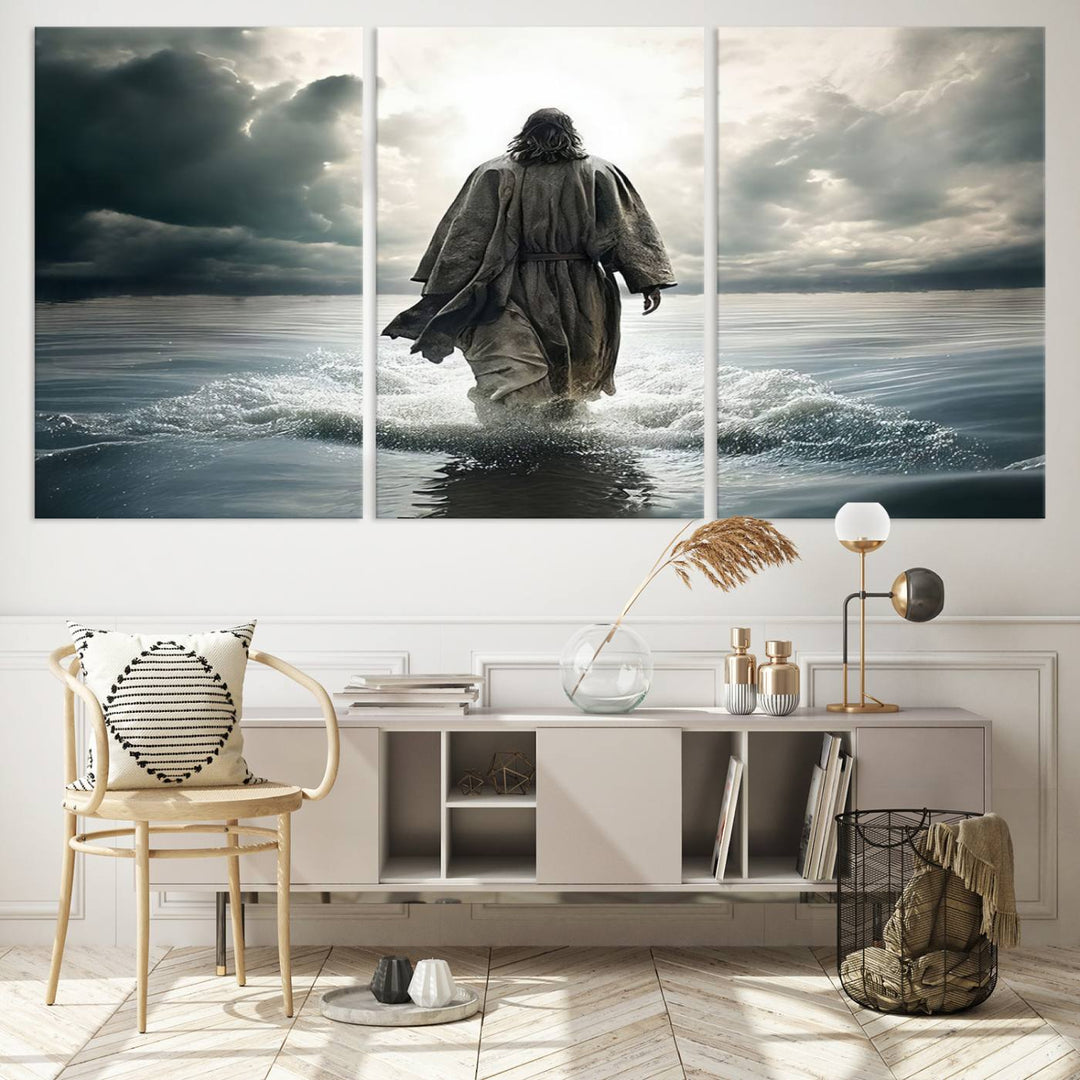 Jesus Walking on Water Wall Art | Canvas Print | Ready to Hang | Christian Home Decor | Spiritual Faith Wall Art | Inspirational Religious Wall Decor