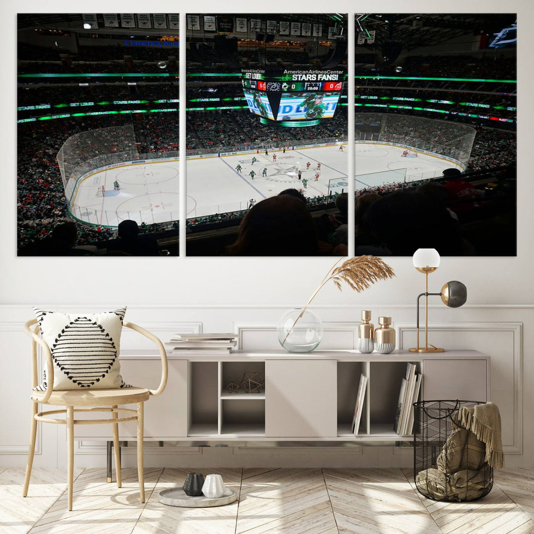 American Airlines Center Dallas Stars Wall Art Canvas Print - Dallas Hockey Arena Stadium Print