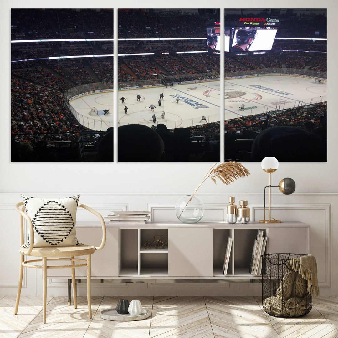 Honda Center California Anaheim Ducks Hockey Stadium Wall Art Canvas Print