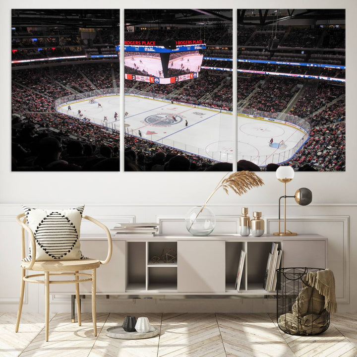 Rogers Place Edmonton Oilers Ice Hockey Stadium Wall Art Canvas Print