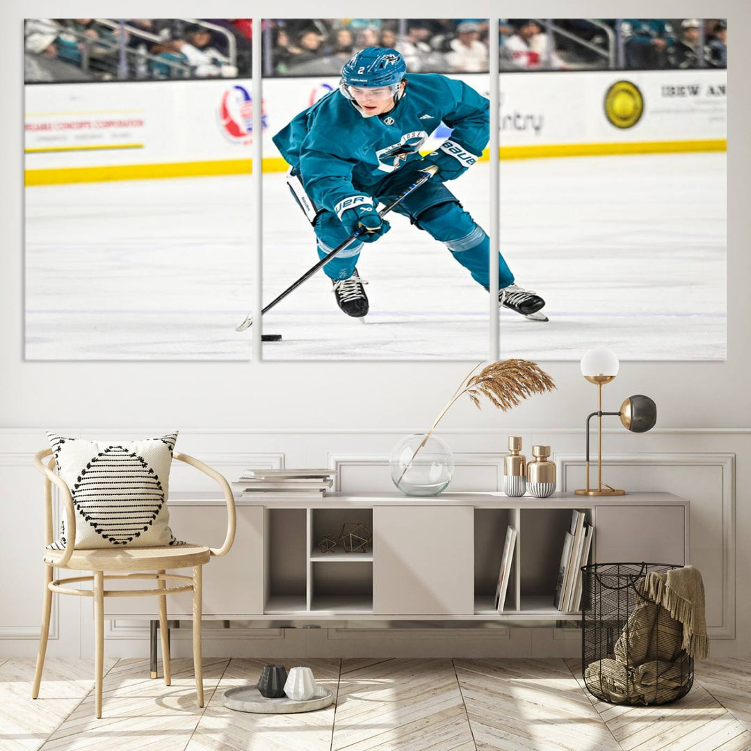 San Jose SharksIce Hockey Player Wall Art Canvas Print