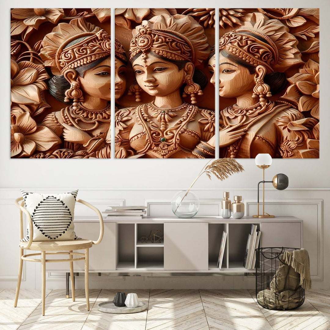 Indian Woman Statue Wall Art Canvas Print