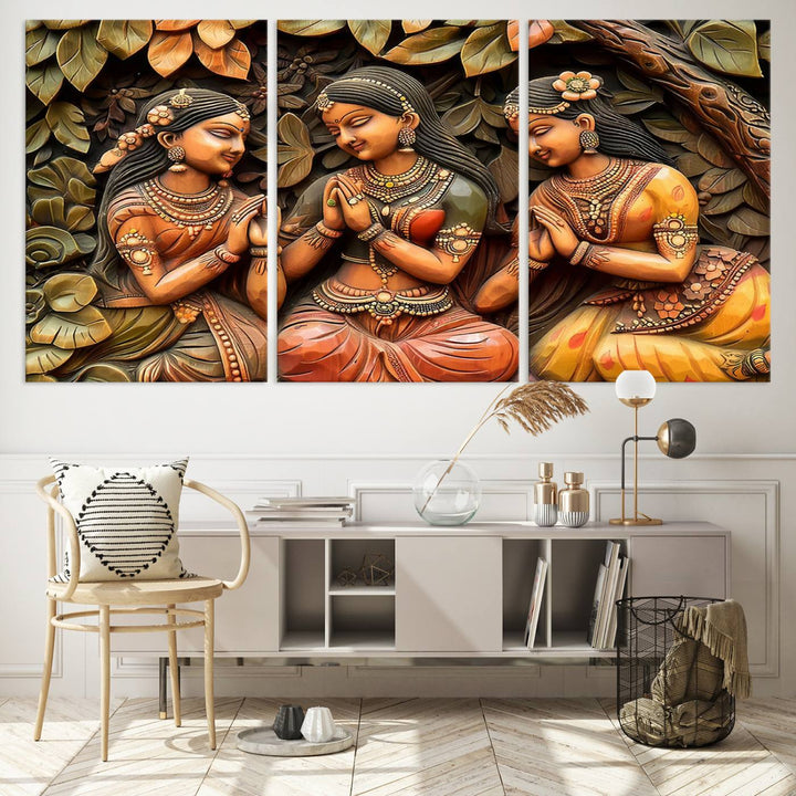 Indian Woman Statue Wall Art Canvas Print