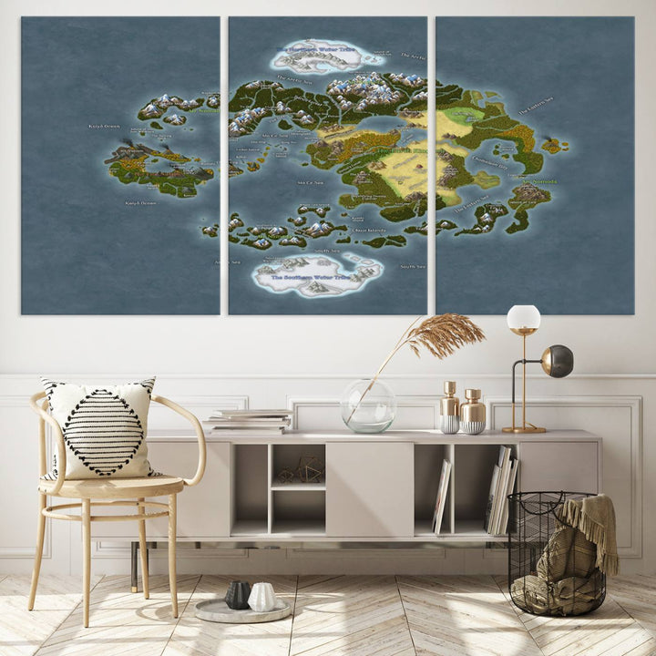 Last Air Bender Avatar World Map Wall Art Canvas Print