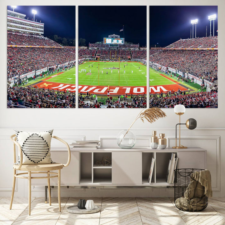 NC State Wolfpack Football Team Print - Raleigh Carter-Finley Stadium Wall Art Canvas Print