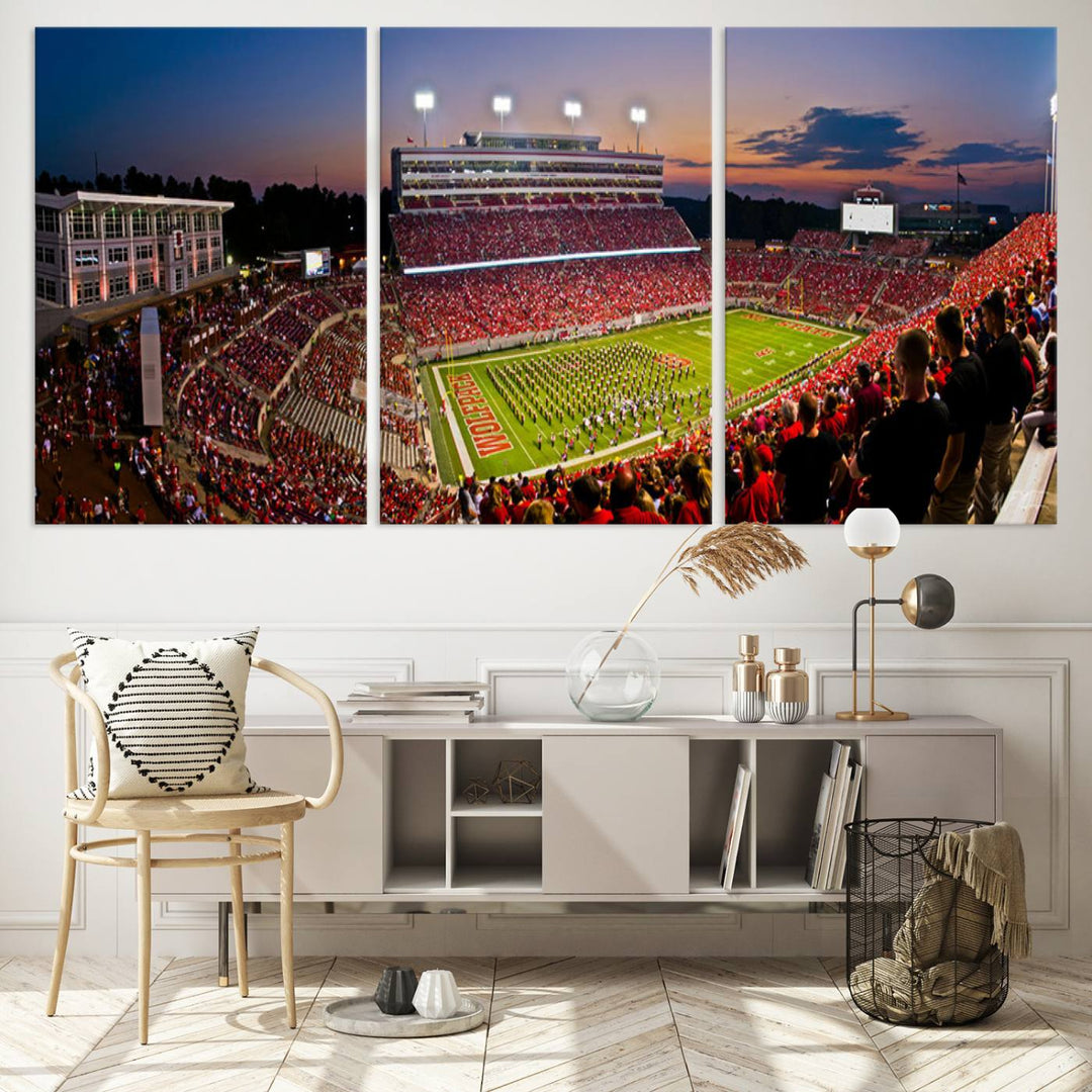 NC State Wolfpack Football Team Print - Raleigh Carter-Finley Stadium Wall Art Canvas Print