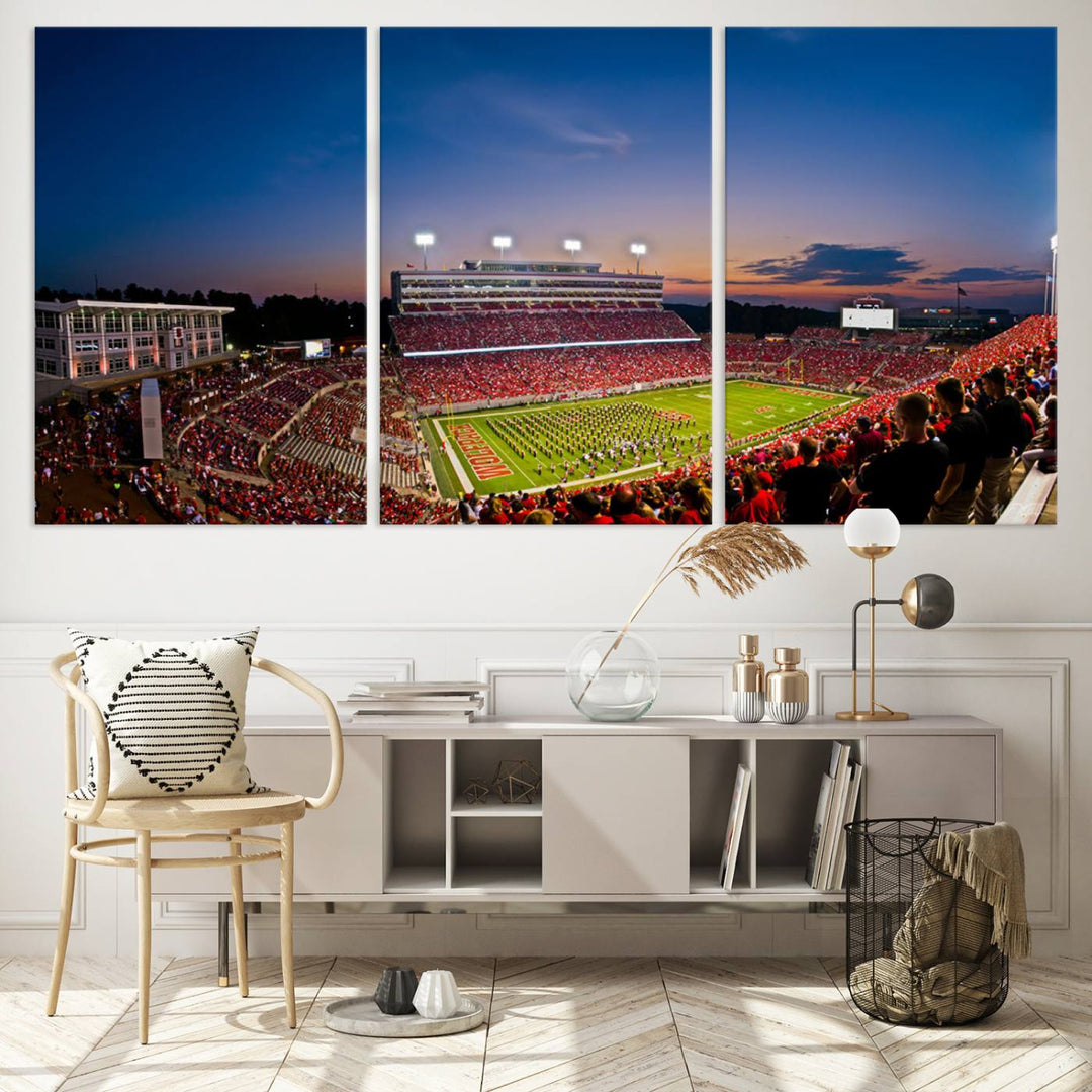 NC State Wolfpack Football Team Print - Raleigh Carter-Finley Stadium Wall Art Canvas Print