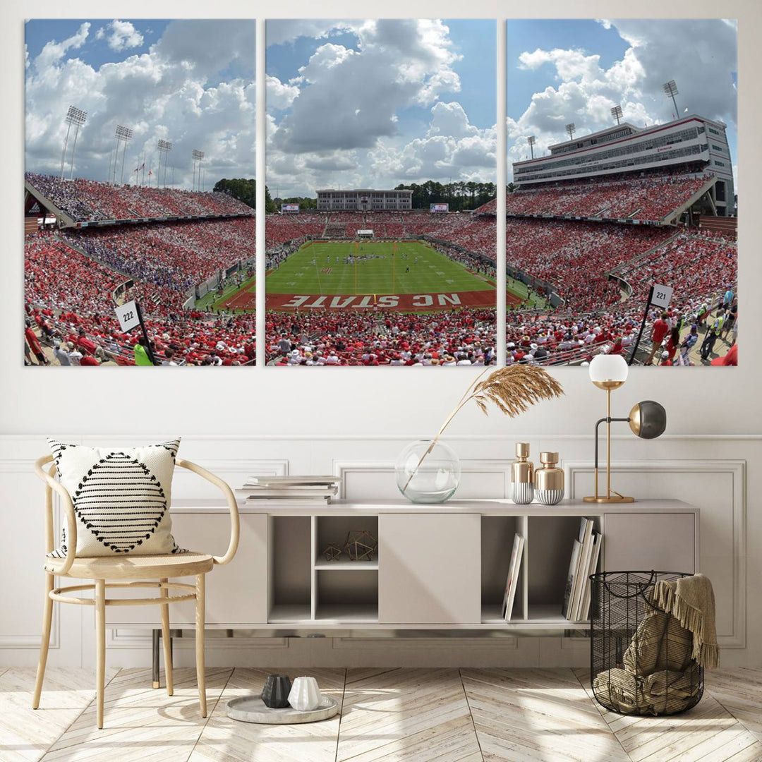 NC State Wolfpack Football Team Print - Raleigh Carter-Finley Stadium Wall Art Canvas Print