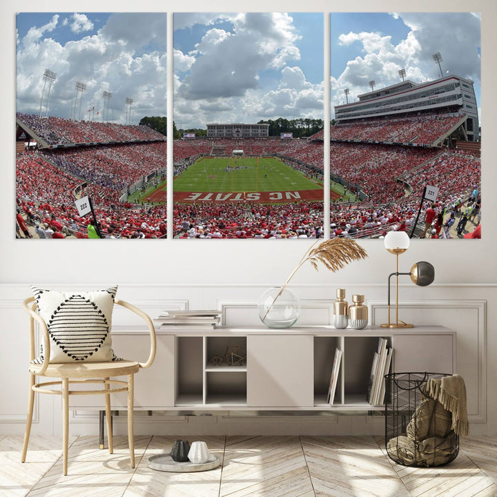 NC State Wolfpack Football Team Print - Raleigh Carter-Finley Stadium Wall Art Canvas Print