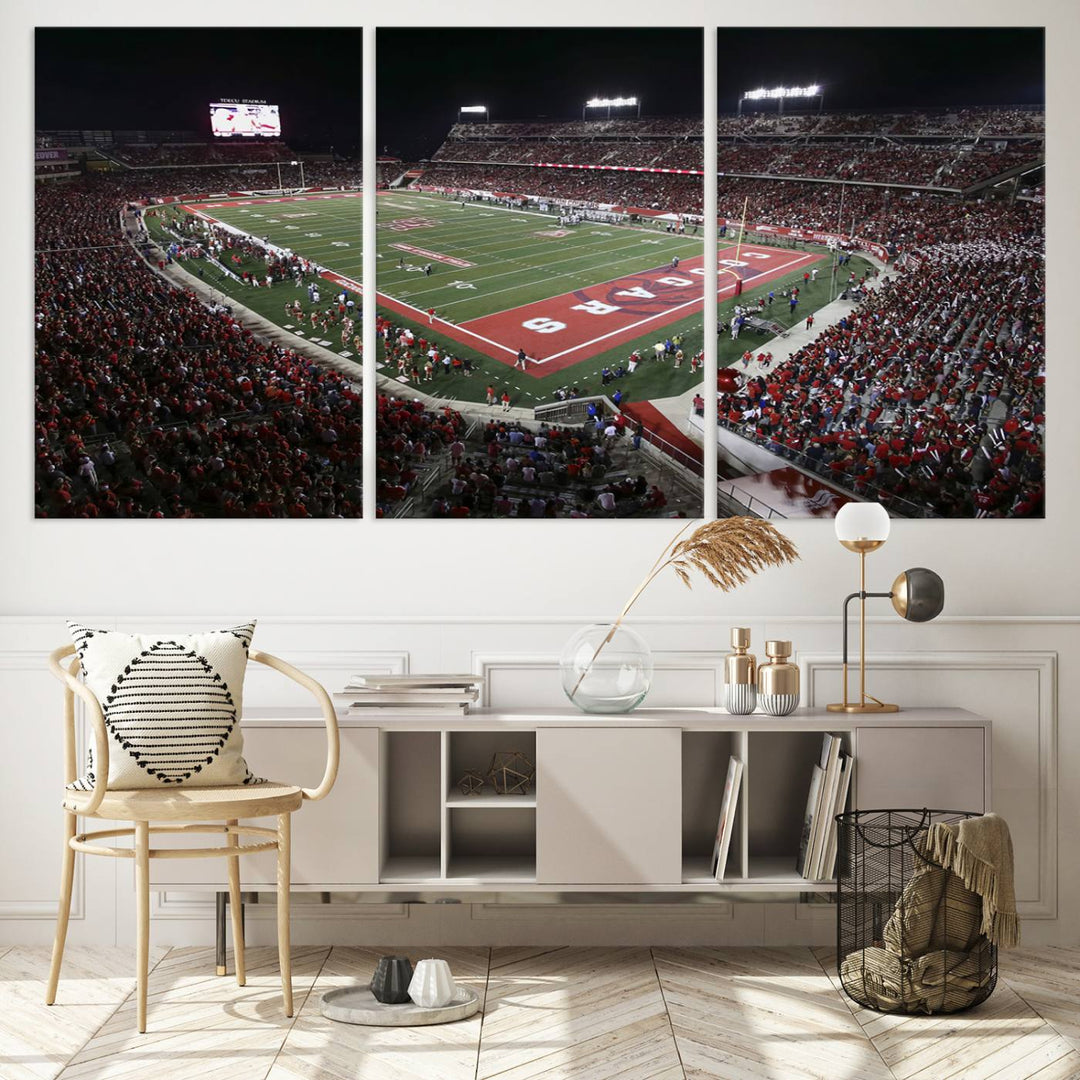 Houston Cougars Football Team Print - Houston TDECU Stadium Wall Art Canvas Print