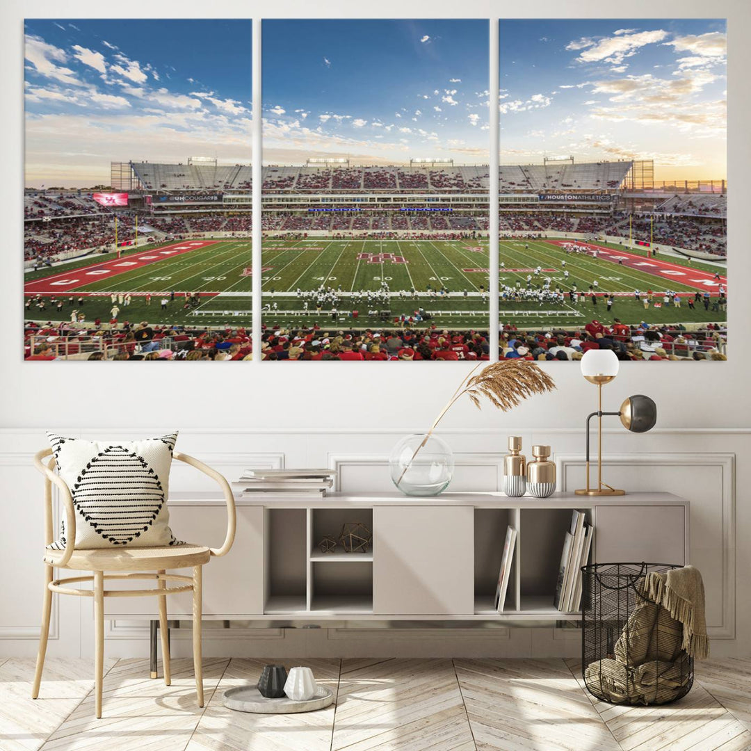 Houston Cougars Football Team Print - Houston TDECU Stadium Wall Art Canvas Print