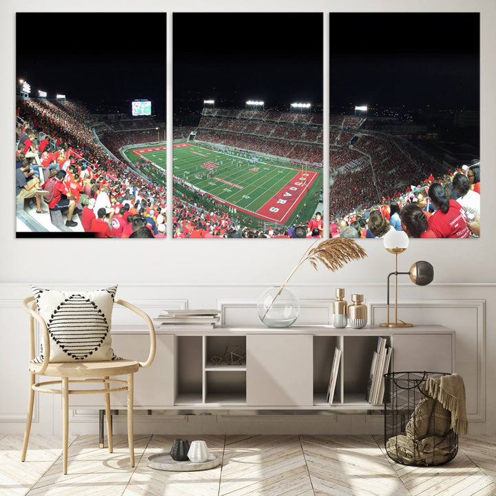 Houston Cougars Football Team Print - Houston TDECU Stadium Wall Art Canvas Print