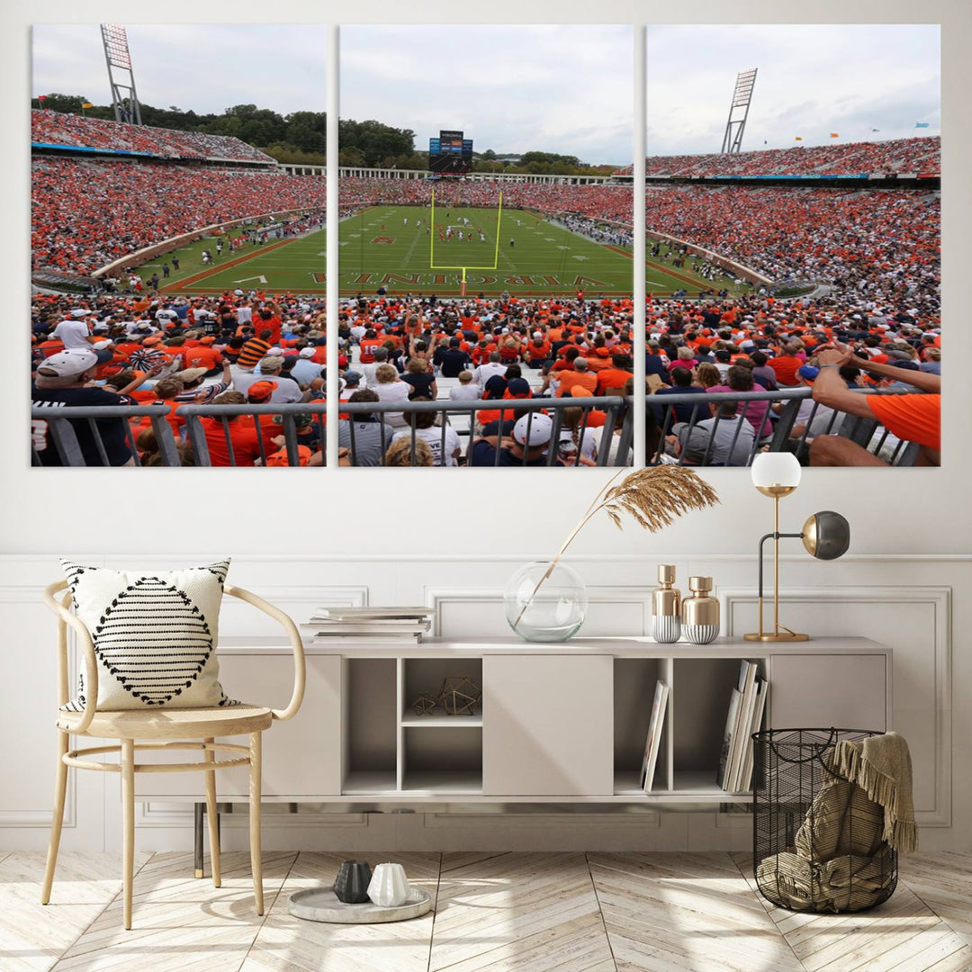 Virginia Cavaliers Football Team Print - Charlottesville Scott Stadium Wall Art Canvas Print