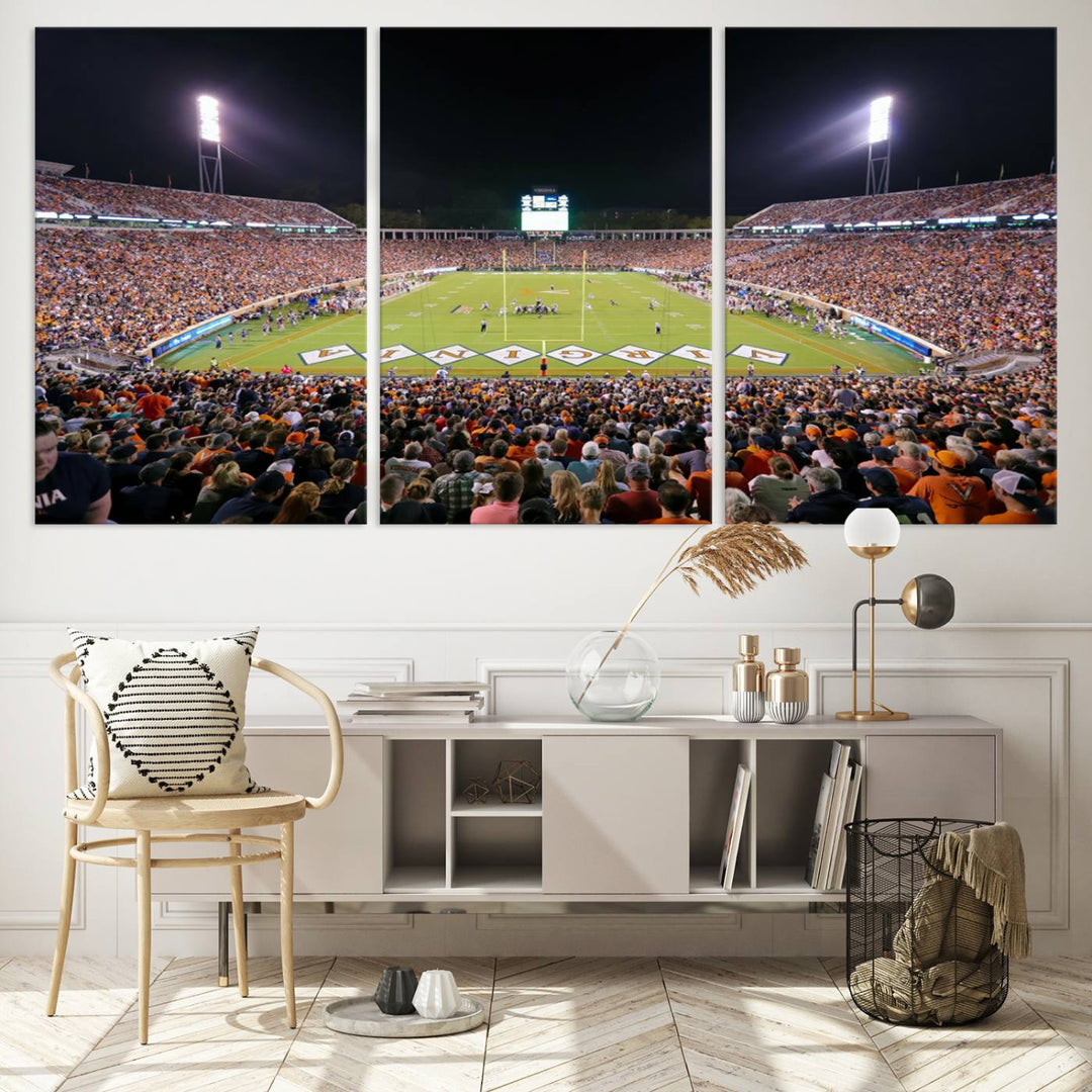 Virginia Cavaliers Football Team Print - Charlottesville Scott Stadium Wall Art Canvas Print