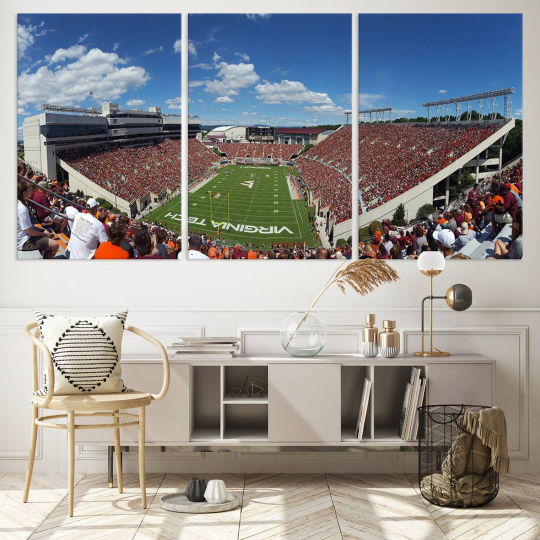 Virginia Tech Hokies Football Team Print - Blacksburg Lane Stadium Wall Art Canvas Print