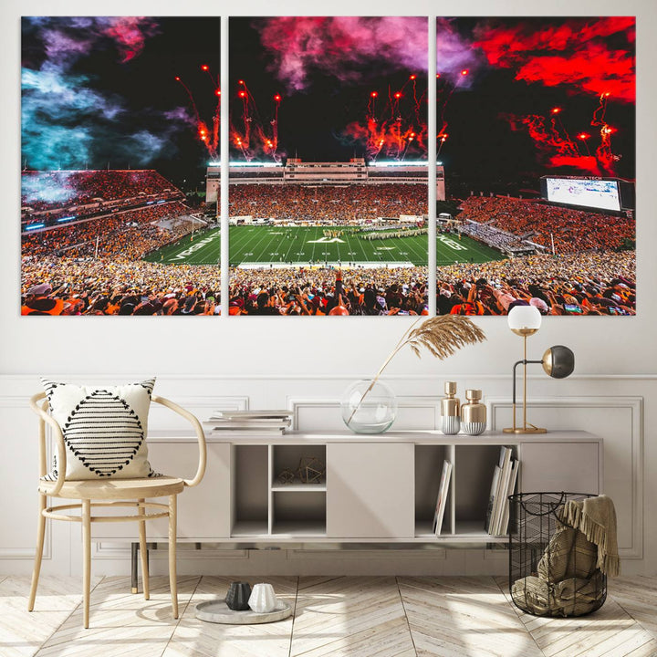 Virginia Tech Hokies Football Team Print - Blacksburg Lane Stadium Wall Art Canvas Print