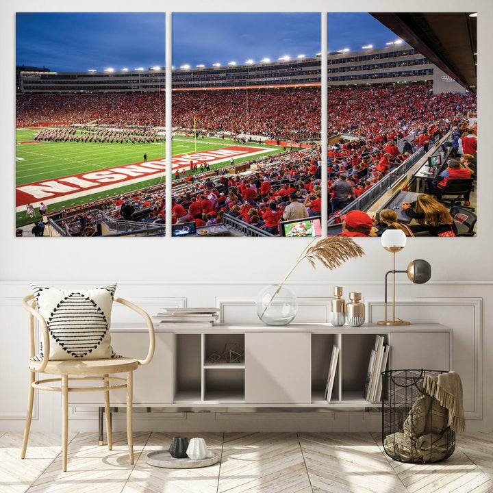 Wisconsin Badgers Football Team Print - Madison Camp Randall Stadium Wall Art Canvas Print