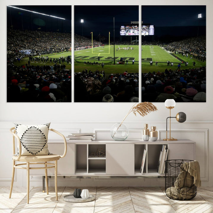 Purdue Boilermakers Football Team Print - West Lafayette Ross–Ade Stadium Wall Art Canvas Print