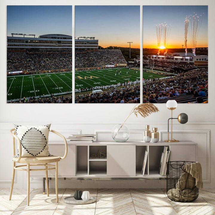 Demon Deacons Football Team Print - Winston-Salem Allegacy Federal Credit Union Stadium Wall Art Canvas Print