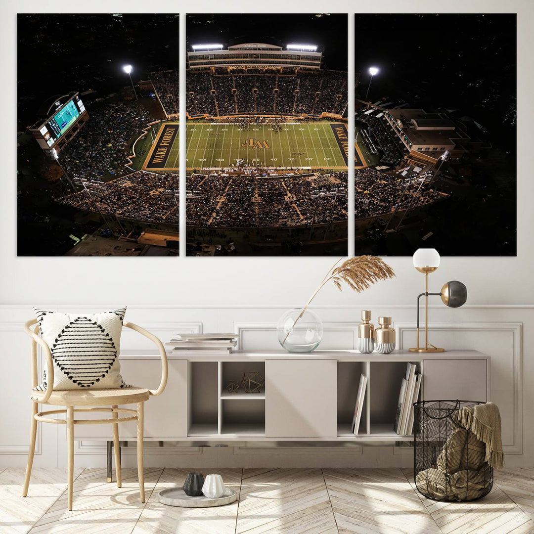 Wake Forest University Demon Deacons Football Team Print - Winston-Salem Allegacy Federal Credit Union Stadium Wall Art Canvas Print