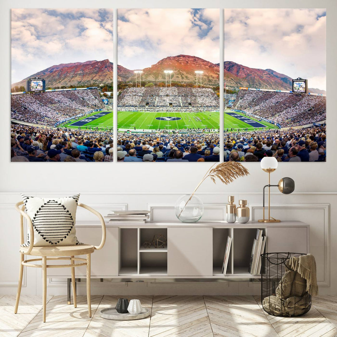 Brigham Young University Cougars Football Team Print - Provo LaVell Edwards Stadium Wall Art Canvas Print.