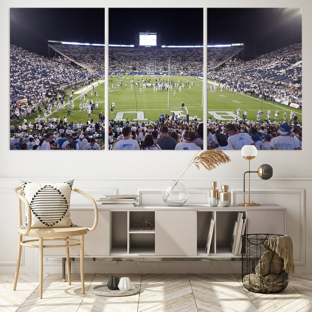 Brigham Young University Cougars Football Team Print - Provo LaVell Edwards Stadium Wall Art Canvas Print.